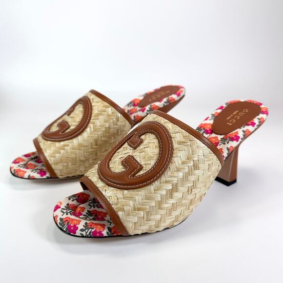 Gucci Interlocking G Raffia Sandal Heel - Women’s 7.5 - Picture 4 of 10